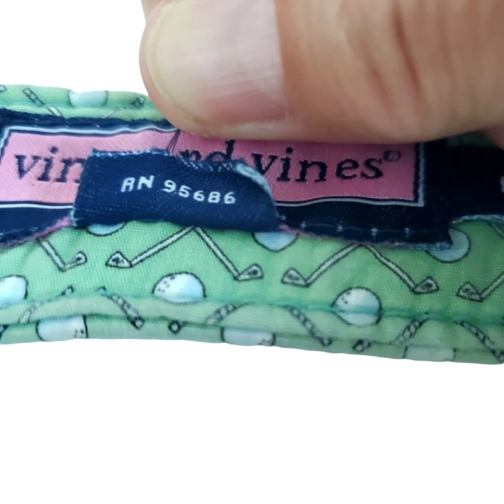 Vineyard Vines Cotton D-Ring Belt. Green and White. MED